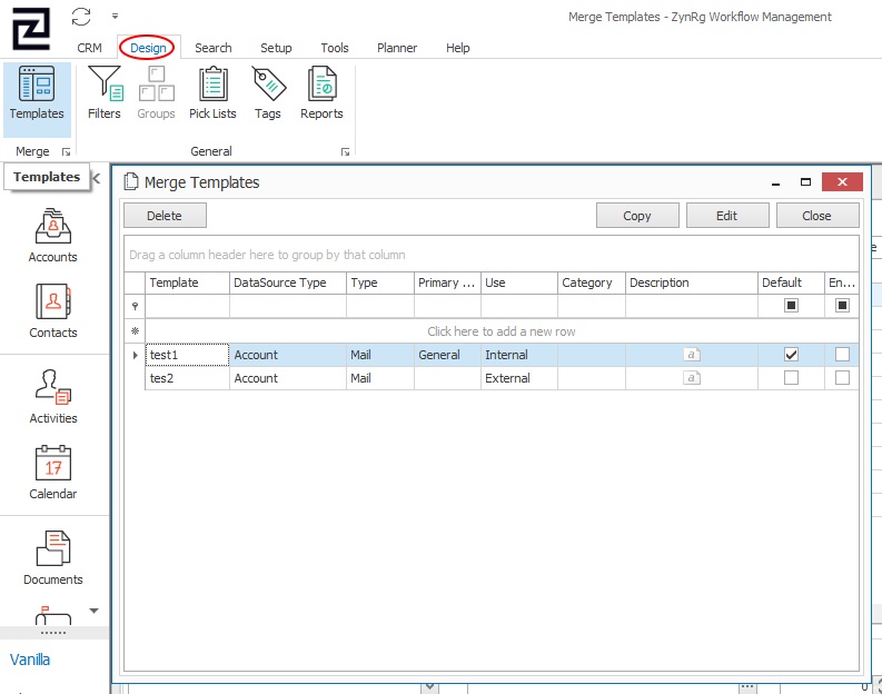 Work with templates in CRM