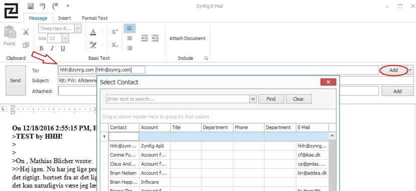 How to add address in email